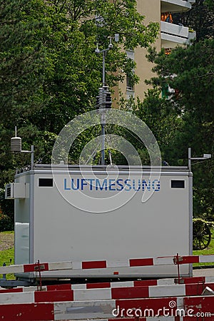 Mobile station for measuring of air quality in Switzerland. Editorial Stock Photo