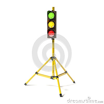 Mobile stoplight on the tripod on the white. Stock Photo