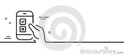 Mobile survey line icon. Select answer sign. Minimal line pattern banner. Vector Vector Illustration