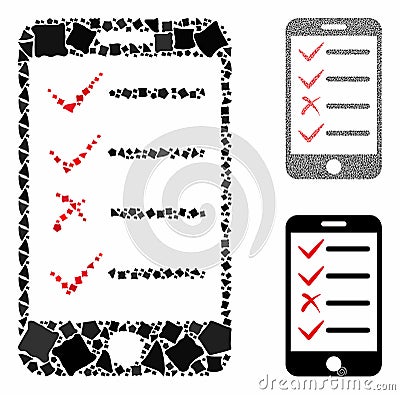 Mobile tasks Composition Icon of Uneven Parts Vector Illustration