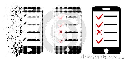 Dissipated Pixel Halftone Mobile Tasks Icon Vector Illustration