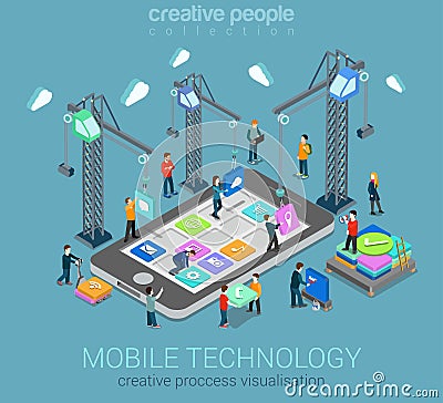 Mobile technology flat 3d web isometric infographic concept Stock Photo