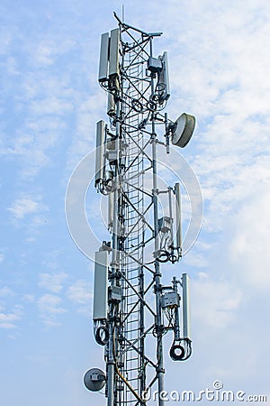 Mobile telecom tower with blue sky Stock Photo