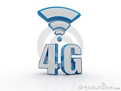 4g Internet Concept, Tablet with 4g sign in white background Stock Photo