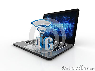 Mobile telecommunication cellular high speed data connection business concept: blue metallic 4G LTE wireless communication technol Stock Photo