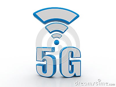 5g Internet Concept, Tablet with 5g sign in white background Stock Photo