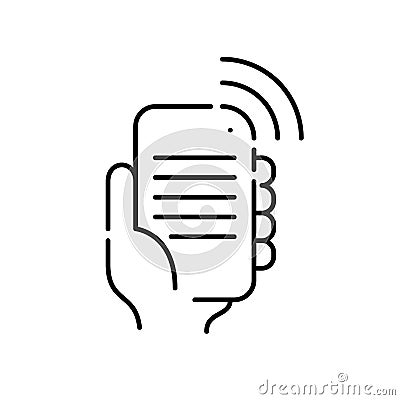 Mobile text editor app with cloud data synchronisation. Pixel perfect, editable stroke icon Vector Illustration