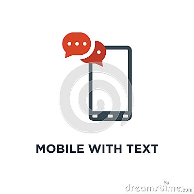 mobile with text message icon. sms, communication concept symbol Vector Illustration