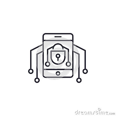 Mobile threats linear icon concept. Mobile threats line vector sign, symbol, illustration. Vector Illustration