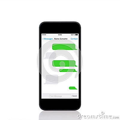 Mobile touch phone with sms chat on a screen Stock Photo