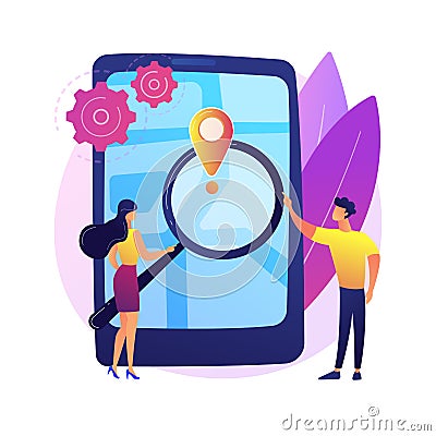 Mobile tracking soft abstract concept vector illustration. Vector Illustration