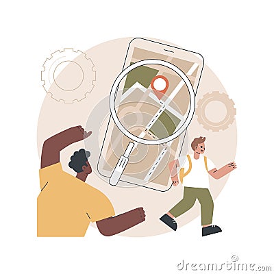 Mobile tracking soft abstract concept vector illustration. Vector Illustration