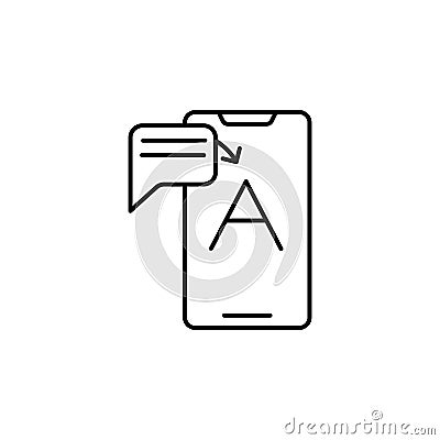Mobile translate concept line icon. Simple element illustration. Mobile translate concept outline symbol design from artificial in Cartoon Illustration