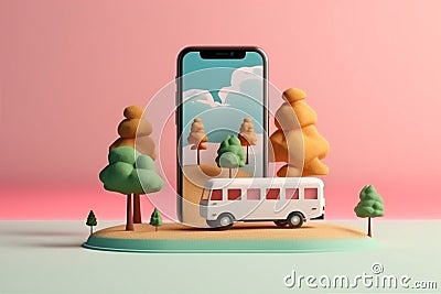 travel phone mobile location point direction gps position navigation map. Generative AI. Stock Photo