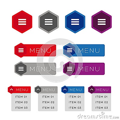 Mobile UI dropdown menu icon set Stock Photo