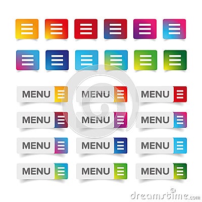 Mobile UI dropdown menu icon set Stock Photo