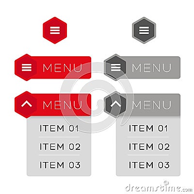 Mobile UI dropdown menu icon set Vector Illustration