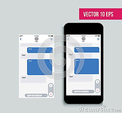 Mobile ui kit messenger. Chat app template. Social network concept. Vector illustrationn Vector Illustration