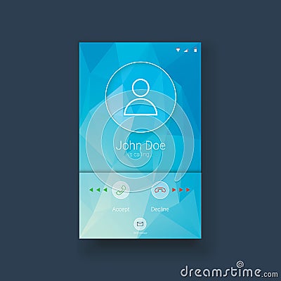 Mobile ui template with calling screen on blue low Vector Illustration