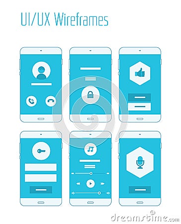 Mobile UI and UX Wireframes Kit Stock Photo