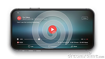 Mobile Video Player Vector UI Concept Vector Illustration