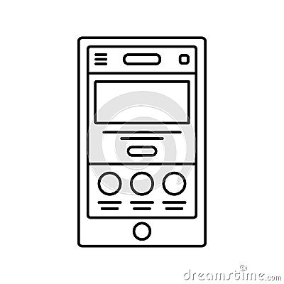 Mobile website wireframe lined icon. Touch device landing page line icon. User interface in browser window. Isolated Vector Illustration