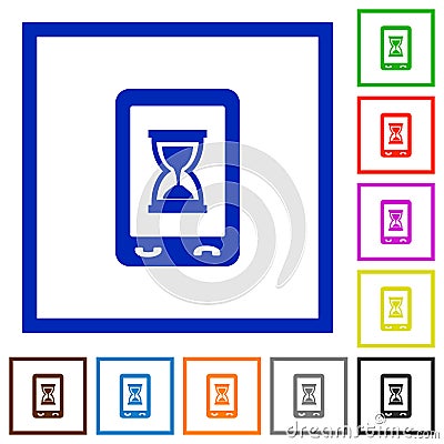 Mobile working flat framed icons Stock Photo