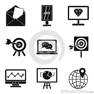 Mobile working icons set, simple style Vector Illustration