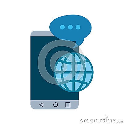 Mobile world support and speech bubble Vector Illustration