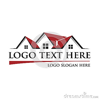 Mobilereal estate logo template perfect good for roofing and interiors logo building and interiors style with black and red Vector Illustration