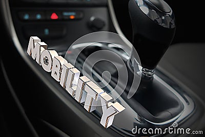 Mobility Gear Shift Car Vehicle Transportation Word Stock Photo