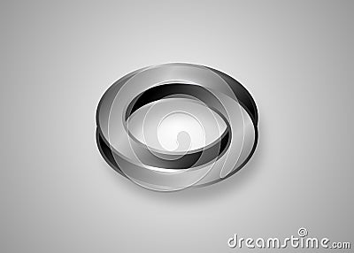 Mobius 3D strip. Spatial figure with upturned surfaces. Optical illusion with dual circular contour. Logo symbolizing turnover, Vector Illustration