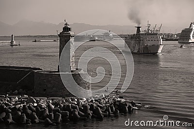 Moby Lines ferry approaching harbour Editorial Stock Photo
