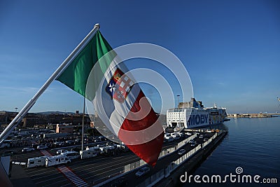 Moby Lines ferry in Corsica Editorial Stock Photo