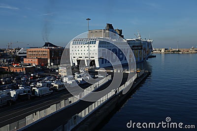 Moby Lines ferry in harbour Editorial Stock Photo