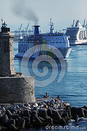 Moby Lines ferry in harbour Editorial Stock Photo