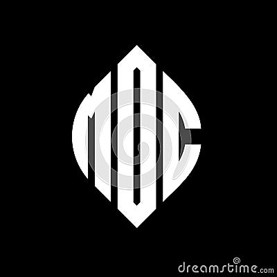 MOC circle letter logo design with circle and ellipse shape. MOC ellipse letters with typographic style. The three initials form a Vector Illustration