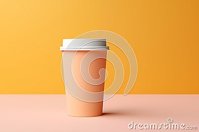 mocap of an empty paper cup of coffee in trend color prsik fuzz Stock Photo
