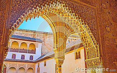 Mocarabe decors of Comares Palace, Nasrid Palace, Alhambra, Granada, Spain Editorial Stock Photo