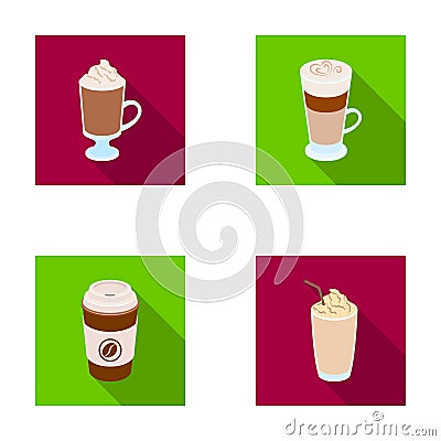 Mocha, macchiato, frappe, take coffee.Different types of coffee set collection icons in flat style vector symbol stock Vector Illustration