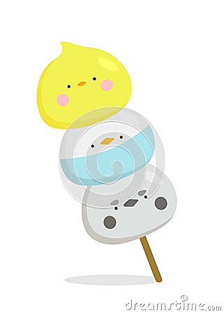 Mochi character design. Japanese cartoon desserts. vector illustration in a flat style. Vector Illustration