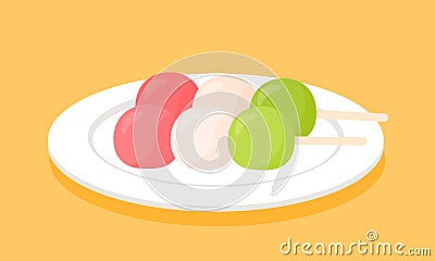 Dango Mochi Japanese Dessert Food Cute Cartoon Vector Illustration Vector Illustration