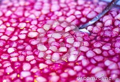 Mock Pomegranate in Coconut Syrup. Thai dessert Stock Photo