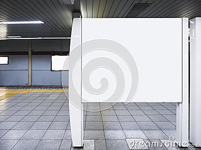 Mock up Banner indoor Train schedule in subway station Stock Photo