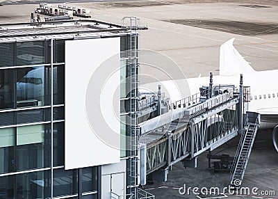 Mock up Banner on building Airport terminal outdoor media Advertising Stock Photo