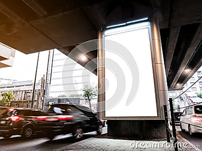 Mock up Billboard Media Light box outdoor street with Road and c Stock Photo