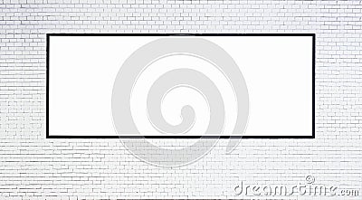 Mock up Blank Banner with Black frame on White brick wall Stock Photo