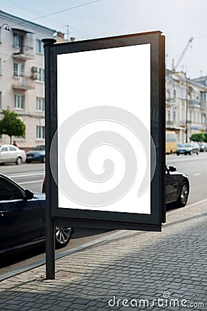Mock up of blank billboard in city. Place for text Stock Photo