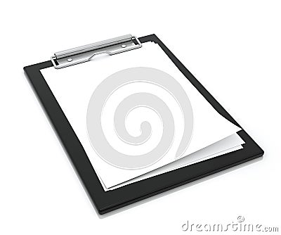 Mock up blank black plastic clipboard in perspective isolated on white background Stock Photo