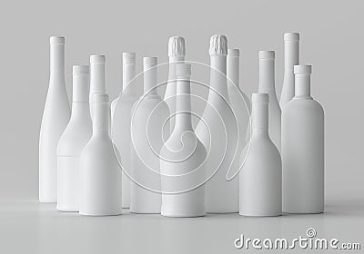 Mock-up Blank 3d illustration Alcohol Bottle, copy space. Cartoon Illustration